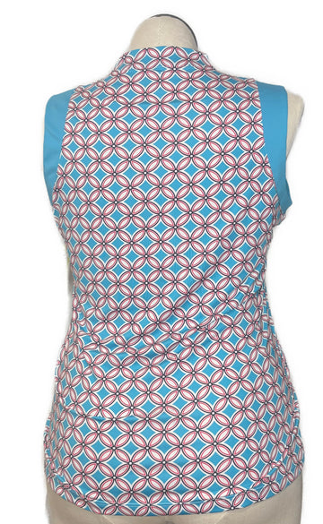 Tail White Label Women's Teal & Pink Patterned Sleeveless Golf Top Size L - 0
