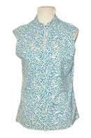 Nivo Women's Blue, Green & White Patterned Cap Sleeve Top Size M-1