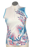 Tail White Label Women's White Tropical Leaf Print Sleeveless Top Size L-1