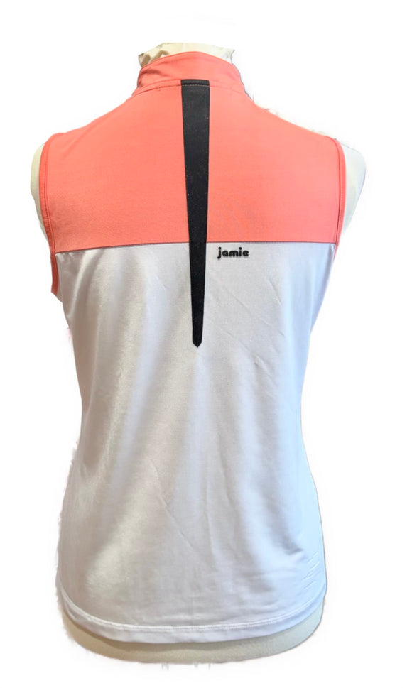 Jamie Sadock Coral, White & Black Sleeveless Golf Top Size M
