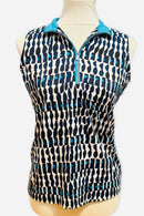 Tail Black, White & Teal 1/4 Zip Sleeveless Mock Size S-1
