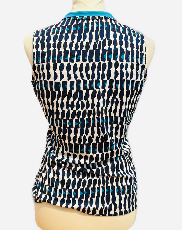 Tail Black, White & Teal 1/4 Zip Sleeveless Mock Size S