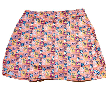 Bermuda Sands Orange Postage Stamp Skort Size XL