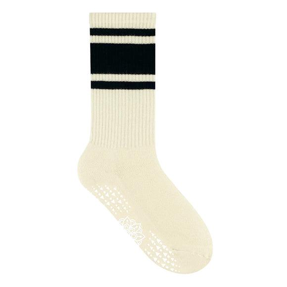 New Women's Crew Yoga Pilates Socks - Ivory/Black