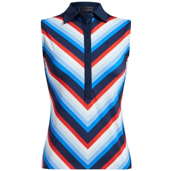 New G/Fore Womens Chevron Stripe Sleeveless Golf Polo MSP$110