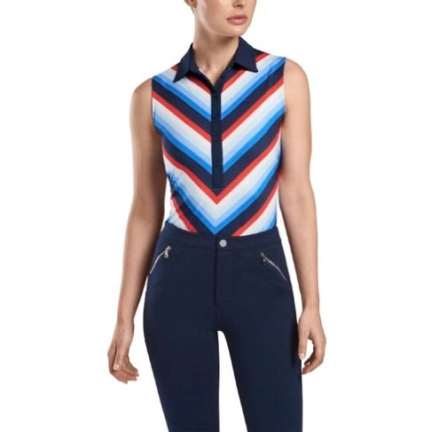 New G/Fore Womens Chevron Stripe Sleeveless Golf Polo MSP$110