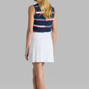 New G/Fore Women's Tech Pique Sleeveless Golf Polo -Navy Stripe Size L MSP$110-3