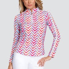 New Tail Activewear Lee Long Sleeve Zip Pullover - Chevron Trio Size M MSP$85