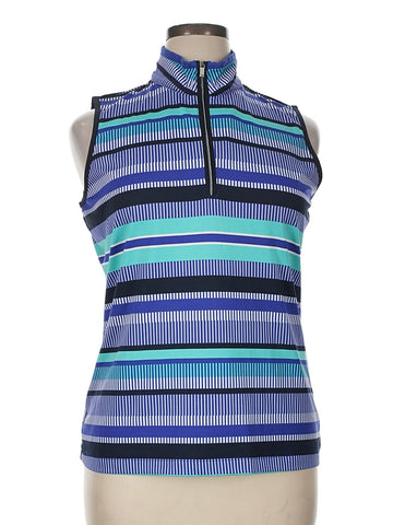 Tail Activewear Women's Multicolored Striped Sleeveless Golf Polo Size XL
