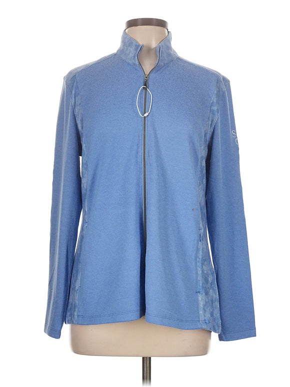 New Greg Norman Women's Periwinkle Full-Zip Sweater w/ Logo Size L