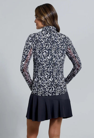 New Ibkul Karen Print Long Sleeve Mock Neck Top MSP $101 - 0