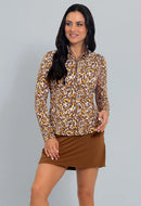 New Ibkul Karen Print Long Sleeve Mock Neck Top MSP $101-3