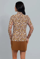 New Ibkul Karen Print Long Sleeve Mock Neck Top MSP $101-4