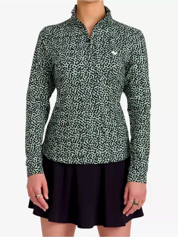 Bad Birdie 1/4 Zip Mock Pullover - Mint Chip Size L MSP $100