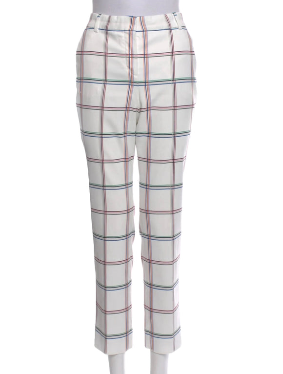 New Tory Sport Women's Printed Tech Twill Golf Pants - White Plaid Size 12 MSP$220