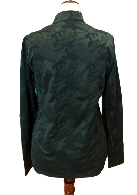 New Greg Norman Forest Green Jacquard Camo Zip Pullover Size L MSP$85