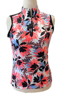 Tail White Label Bright Coral, White & Black Sleeveless Golf Top Size M-1