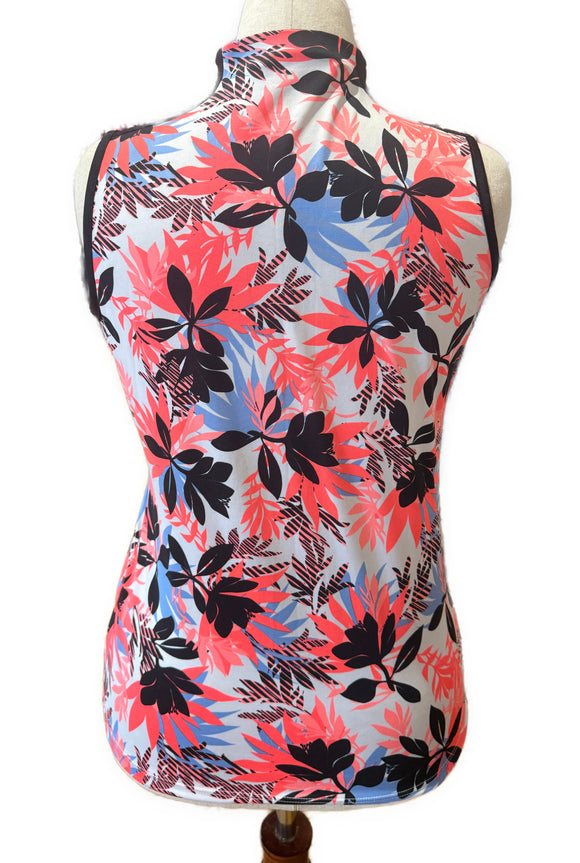 Tail White Label Bright Coral, White & Black Sleeveless Golf Top Size M