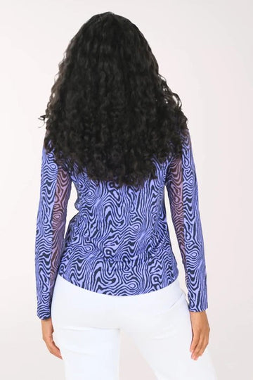 Ibkul Periwinkle & Nacy Zebra Print Sun Shirt Size L MSP $100 - 0