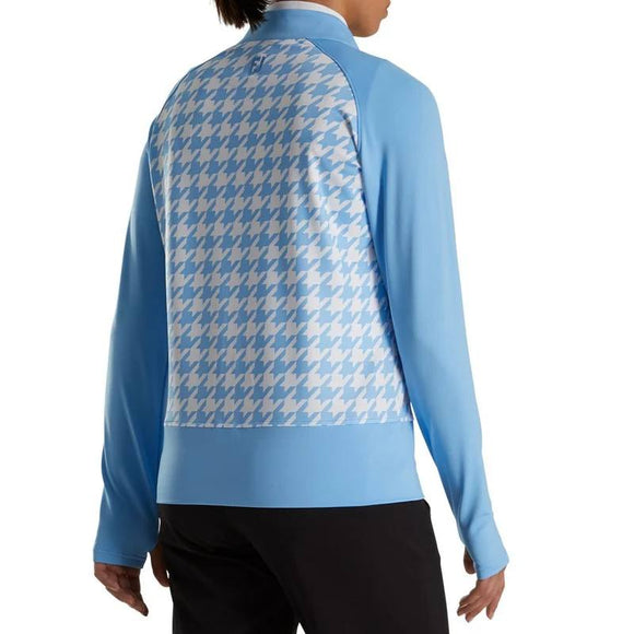 Footjoy Full Zip Light Blue Houndstooth Jacket Size M MSP $94