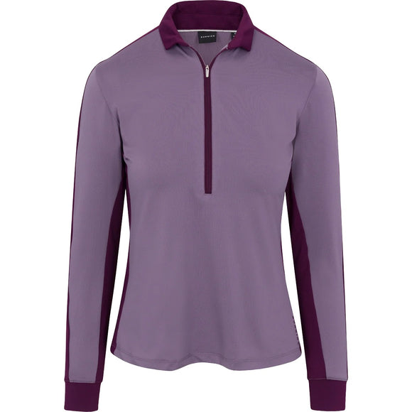 New Dunning Women's Moira Long Sleeve Ventilated Golf Polo- Plum MSP$100
