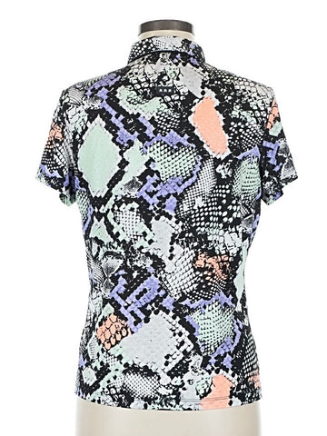 Jamie Sadock Multicolored Snakeskin Print Short Sleeve Golf Top Size M - 0