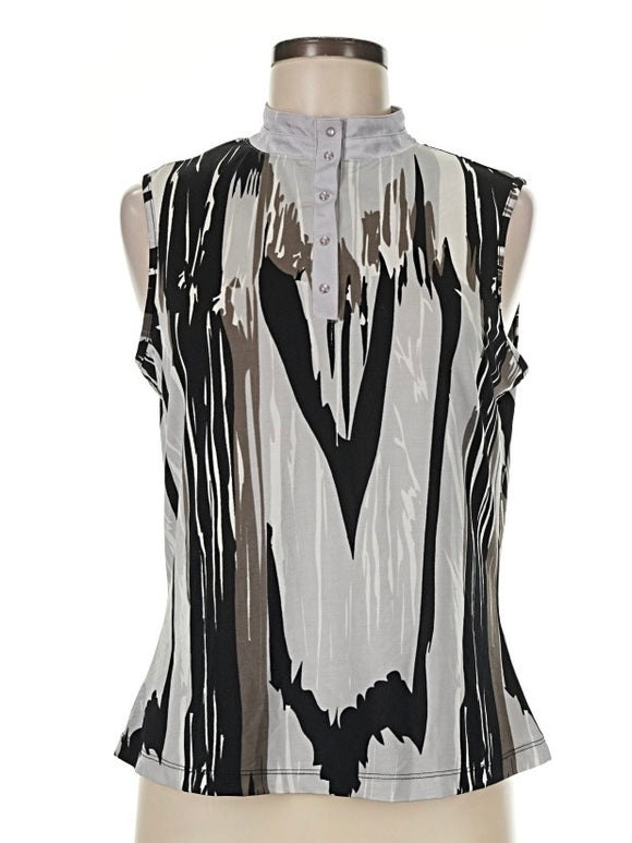 Jamie Sadock Black & Gray Sleeveless Snap Golf Top Size M MSP$95