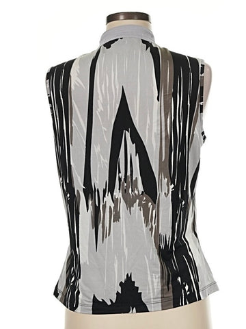 Jamie Sadock Black & Gray Sleeveless Snap Golf Top Size M MSP$95 - 0