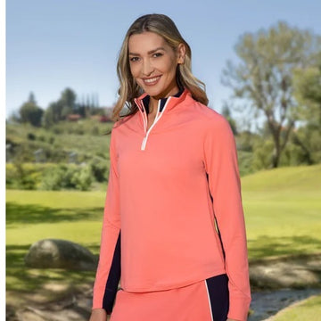 New Lero Golf Women's Q-Zip Pullover - Coral Size S