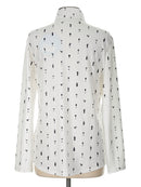 New San Soleil White & Black Cocktails Print Long Sleeve Sun Shirt Size L MSP$90-2