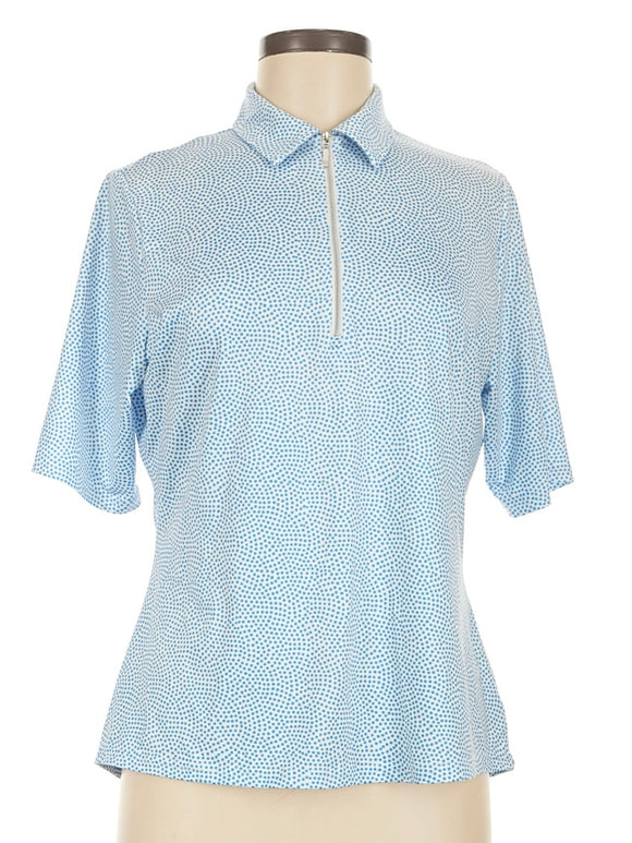 GGBlue White & Blue Polka Dot Half Sleeve Golf Polo Size M