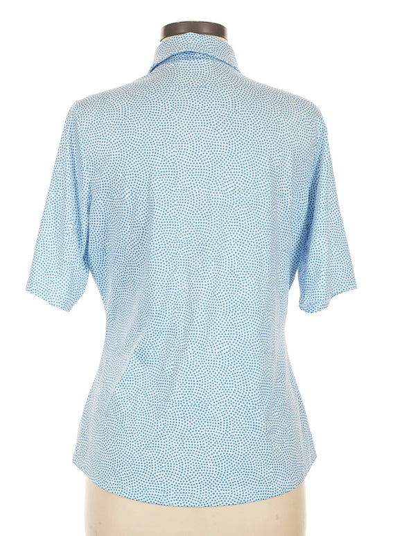 GGBlue White & Blue Polka Dot Half Sleeve Golf Polo Size M