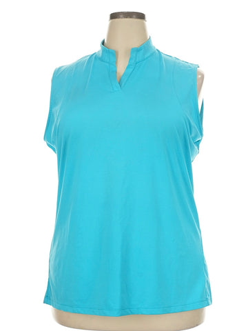 Tail White Label Turquoise Split Neck Sleeveless Golf Top Size 2X