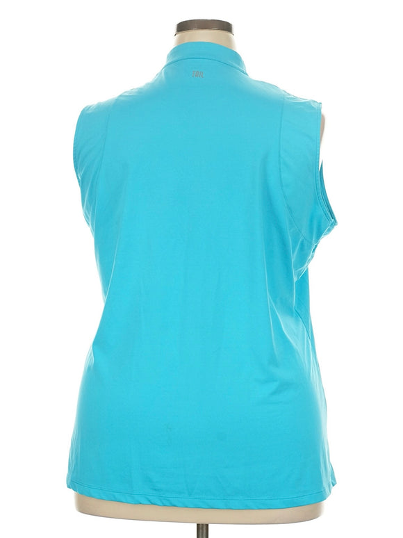 Tail White Label Turquoise Split Neck Sleeveless Golf Top Size 2X