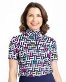 New Kinona Sport Keep it Covered Short Sleeve Golf Top - Maze for Days Size S-1