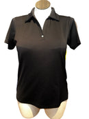 Pebble Beach Women's Solid Black Short Sleeve Golf Top Size XL-1
