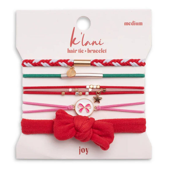 New K'lani "Joy" Red & Green Holiday Hair Tie Bracelets