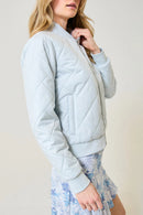 New GGBlue Women's Glacier Gray Quilted Bomber Jacket Size M MSP$170-1