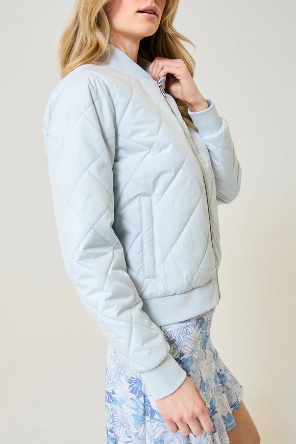 New GGBlue Women's Glacier Gray Quilted Bomber Jacket Size M MSP$170