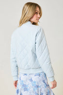 New GGBlue Women's Glacier Gray Quilted Bomber Jacket Size M MSP$170-3
