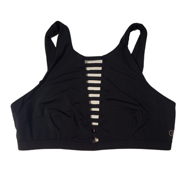 Calia Black Horizontal Stripe Cutout Sports Bra Size M MSP$52 - 0