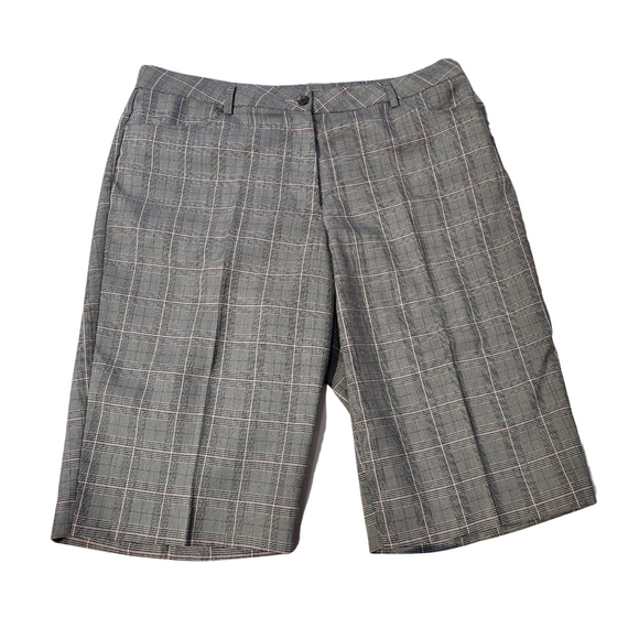 Monterey Club Gray & Pink Plaid Women's Golf Shorts Size 14