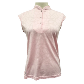 Daily Sport Light Pink Animal Print Texture Mandarin Collar Cap Sleeve Top Size S - 0