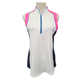 Jofit White, Blue & Hot Pink Colorblocked Sleeveless Golf Top Size M MSP$85 - 0