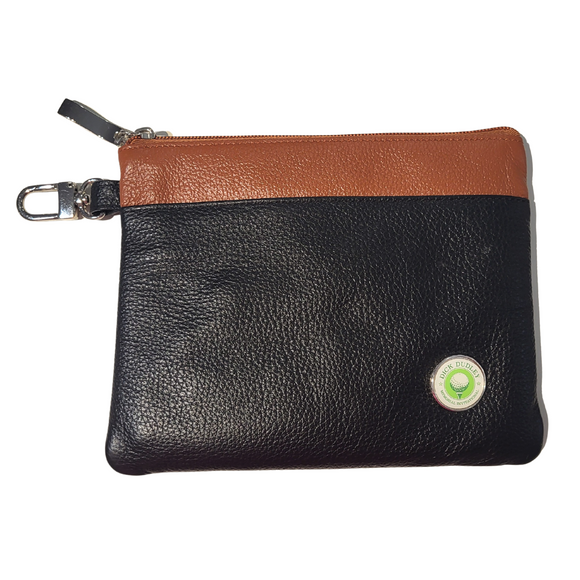 Black & Brown Leather Wristlet