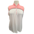EP NY White & Coral 1/4 Zip Sleeveless Mock Women's Golf Top Size XXL-3