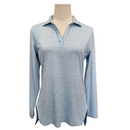 Footjoy Light Blue Micro Striped Women's Long Sleeve Polo Size S MSP$88-3
