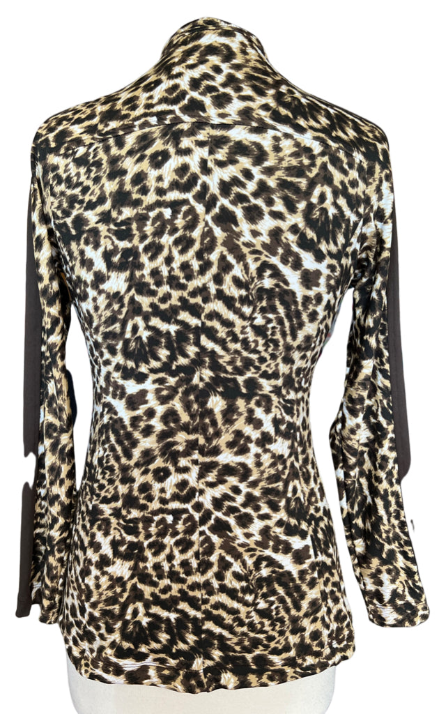 Leopard Print Full Zip Pullover Size S - Back