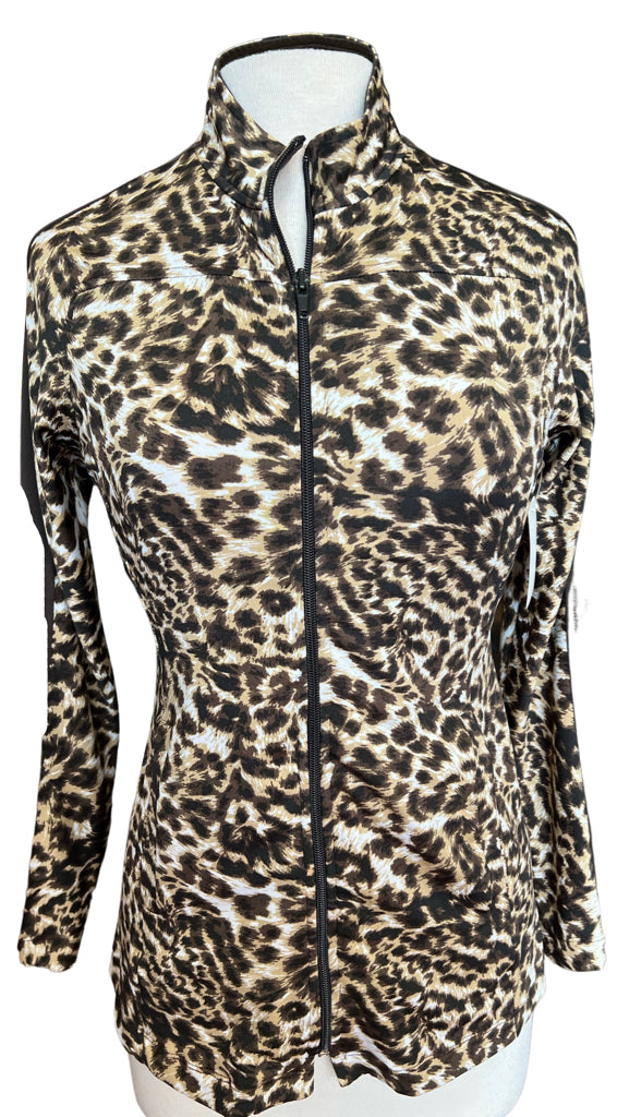 Leopard Print Full Zip Pullover Size S